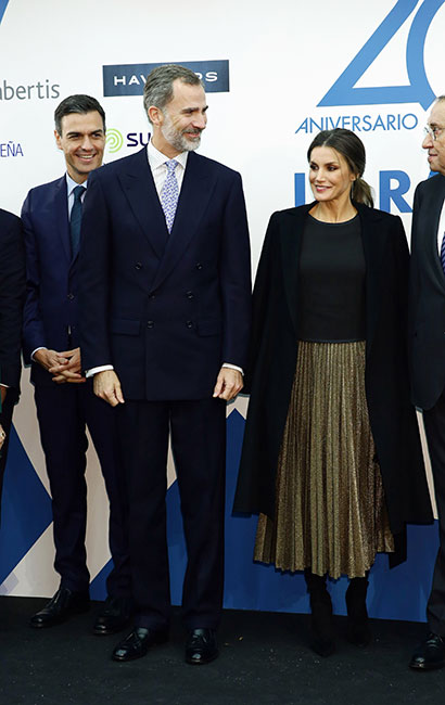 Reina Letizia con falda metálica