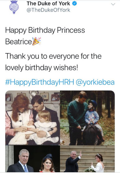 Felicitación errónea a la princesa Beatriz