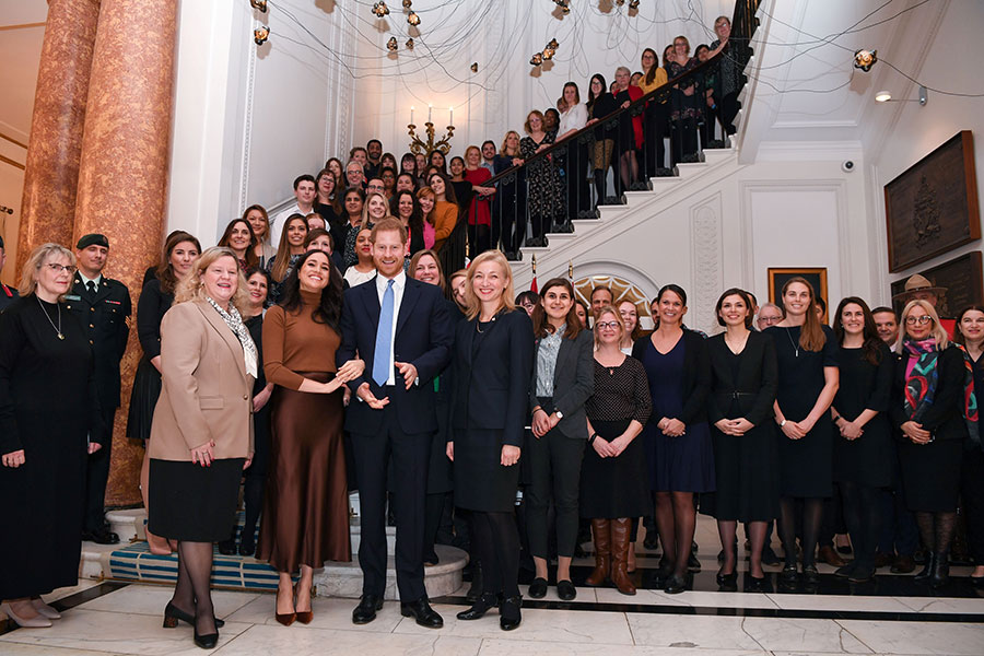 Meghan y Harry en la Casa de Canadá, en Londres