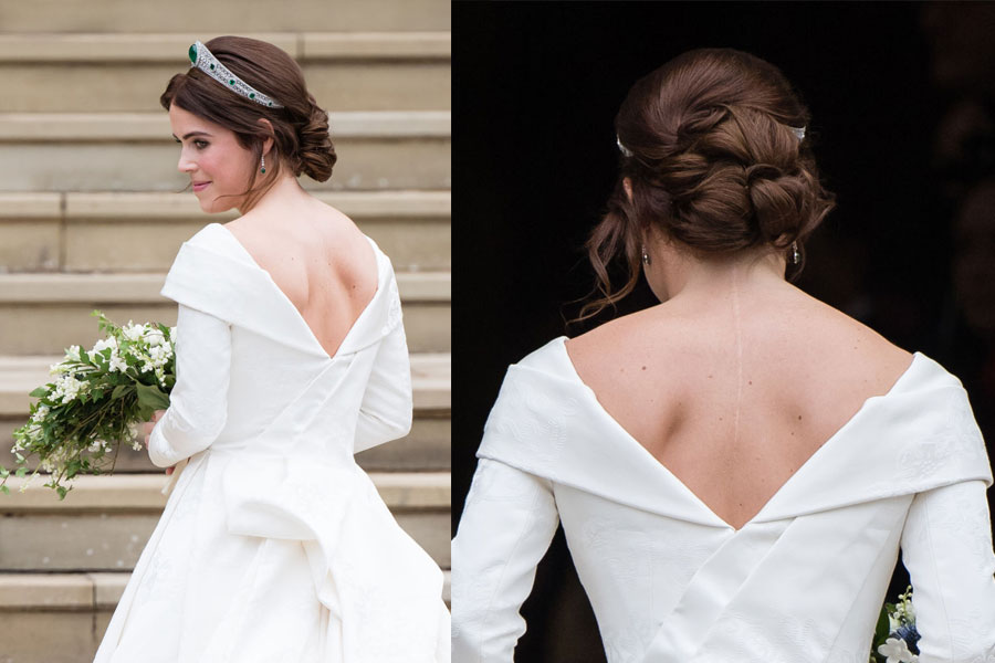 Princesa Eugenia con su vestido de novia y la cicatriz por escoliosis