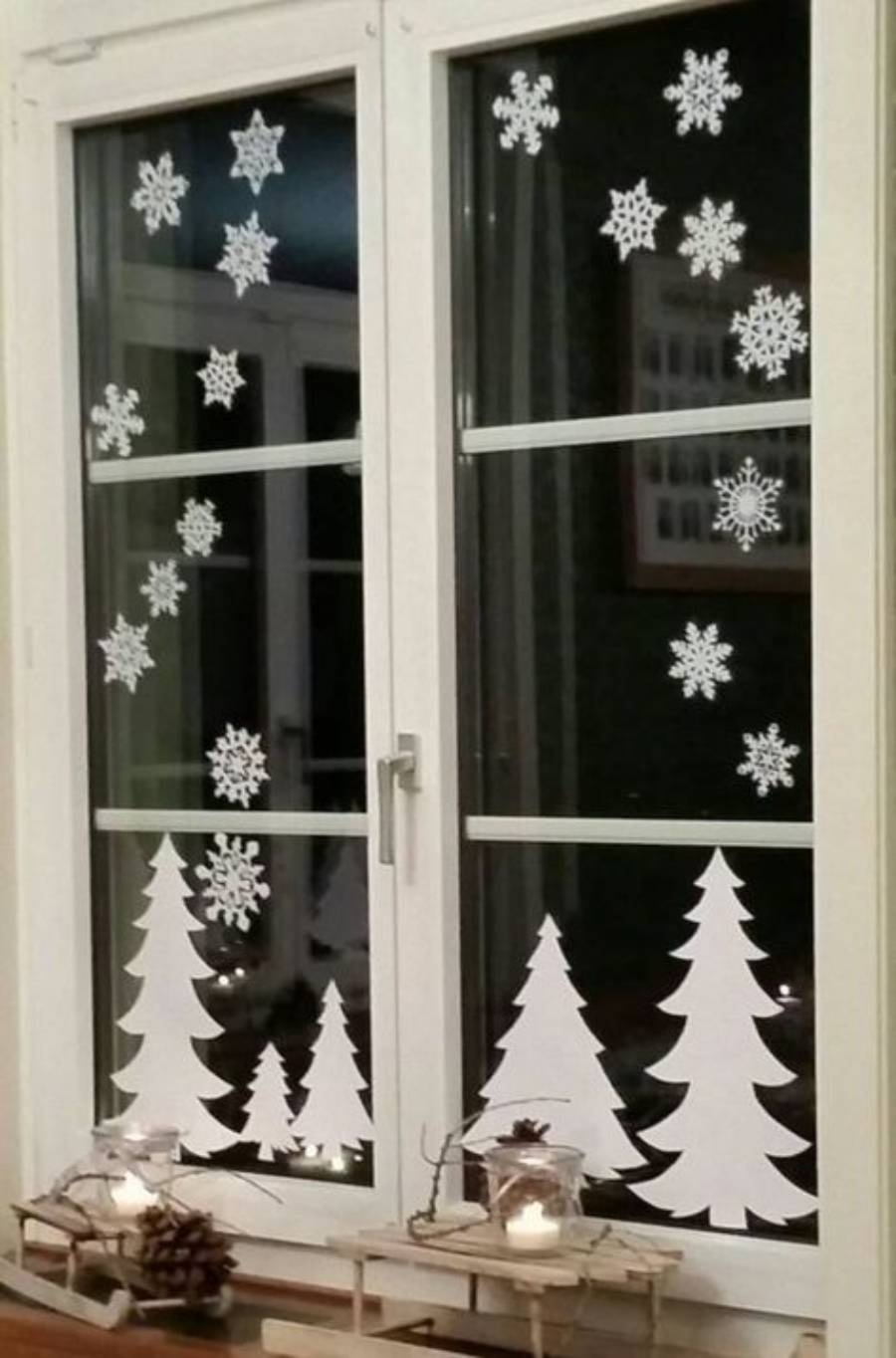 decoraciones navideñas para ventanas con plumón