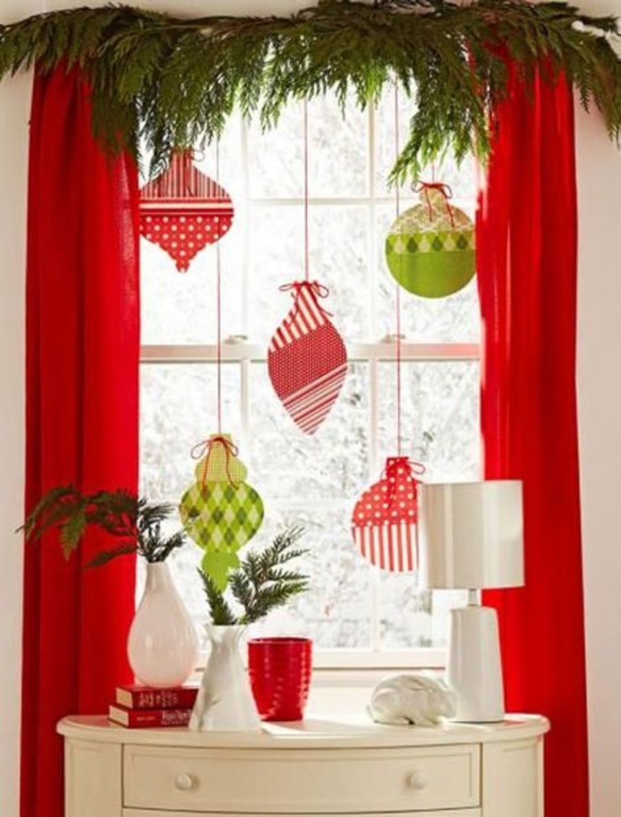 decoraciones navideñas para ventanas esferas de papel