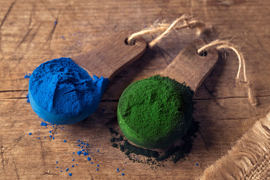 Espirulina azul y verde