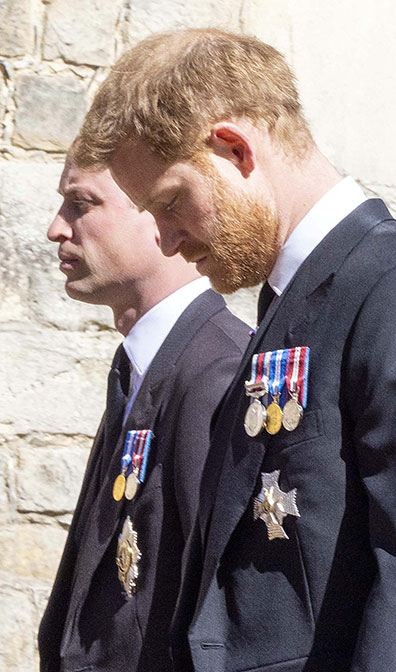 Así fue el esperado encuentro público de William y Harry en el funeral del duque de Edimburgo